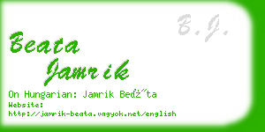 beata jamrik business card